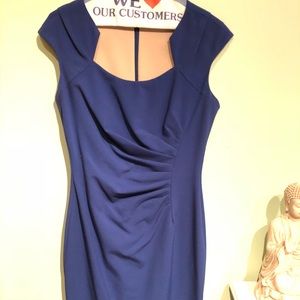 Calvin Klein Cap Sleeve Side Tuck Ponte Dress-